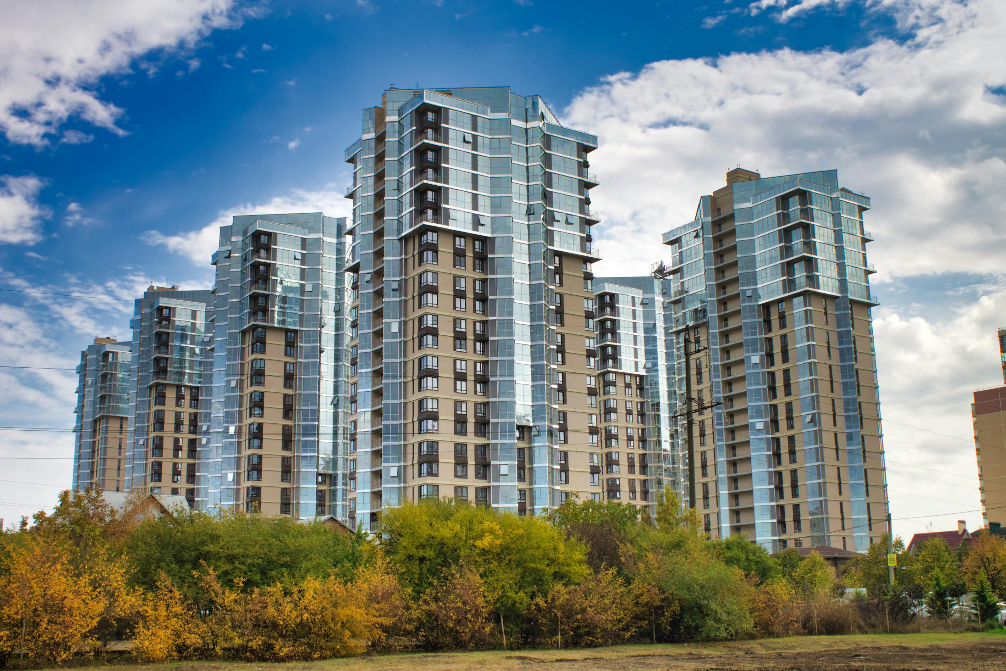 Reflective high-rise residential towers